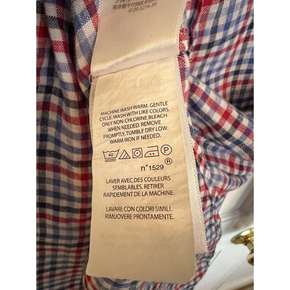 Men’s Polo Ralph Lauren Red White Blue 100% Linen Button Down Shirt Size XL - Picture 13 of 13